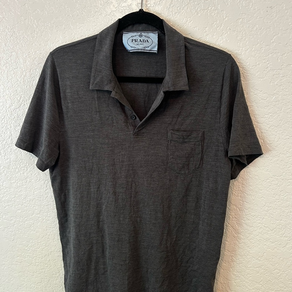 Prada Men's Charcoal Polo Shirt